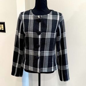 Merona black, grey and white plaid blazer jacket size XS